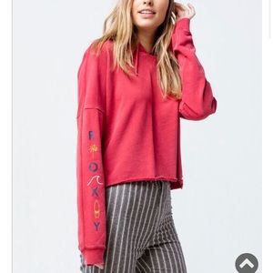 ROXY Ocean Boulevard Red Womens Cropped Hoodie